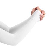Skhls Sports UV Protection Compression Fit Cooling Arm Sleeves with Thumb Holes, White