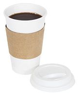CucinaPrime 16oz White Disposable To-Go Paper Coffee/Hot Beverage Cups with White Lids and Sleeves- 50 Pack