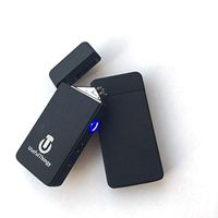 USB Lighters 2 Pack - Dual Arc Electronic Lighter Electric Plasma Lighter - Tesla Coil Rechargeable Cigarette Lighter 5 Designs (Black + Black)