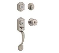 Kwikset Montara Single Cylinder Handleset w/Juno Knob  featuring SmartKey in Satin Nickel