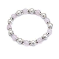 Magnetic Therapy Rose Quartz, White, Crystal Magnetic Therapy Stretch Wellness Bracelet (Size Small - 7")