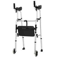 Wheel Walking Frame with Armrest Support Pad Thick Aluminum Alloy Rehabilitation Auxiliary Walking Frame Elderly Walking Aid Height Adjustable