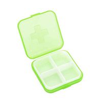 Mini Square Four Compartment Medicine Storage Pill Box Daily Pills Organizer (Green)