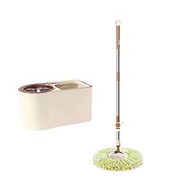 MOP Spinning and Bucket Cleaning Set Washing Dehydration 2 in 1 Hangable Household Beige Head2