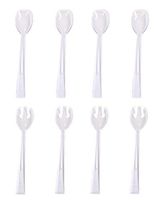 Pack of 8 Plastic Serving Forks and Spoons, Clear Hard Plastic, 4 Serving Spoons and 4 Serving Forks