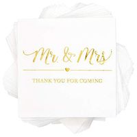 Wedding Dinner Napkins, Mr and Mrs (5 x 5 in, 100 Pack)