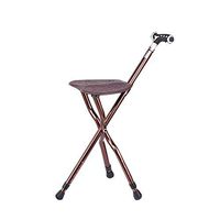 Walking Stick/Crutch, Flat Folding Seat Stick with LED Light Handle 5 Adjustable Height Levels for Men Or Women Arthritis Seniors Disabled Elderly Cane, 48.5-57