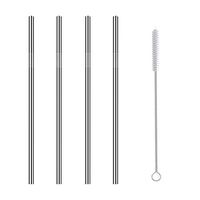 Weite 5 Pieces Eco-Friendly Stainless Steel Straws Set with Free Cleaning Brush, Reusable Straight Drinking Metal Straw for Tumblers Rumblers Cold Beverage (Silver)