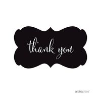 Andaz Press Fancy Frame Rectangular Label Stickers, Thank You, Black, 36-Pack