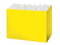 Large Solid Color Gift Basket Box with White Crinkle Paper Shred 10-1/4"x6"x7-1/2" Choose Box Color (Yellow)