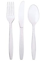 Eskay Heavy-Weight Plastic Cutlery Set - 200 Forks, 100 Knives, 100 Teaspoons - Clear