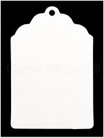 50 Pack - CleverDelights Small White Kraft Gift Tags - 2.25" x 1.5" inch - Scalloped Hang Tags - for Gifts, Crafts, Party Favors, Price Tags - Thick Heavy Duty