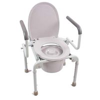 XWZJY Household Elderly Toilet Seat Drop Arm Bedside Commode Chair with Splash Guard/Bucket/Lid Support Tool-Free Assembly with Non-Slip Handrail