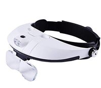Lighted Hands Free Magnifier with LED Illuminator 1X to 3.5X Zoom with 5 Detachable Lenses Head-Mounted Illuminated Magnifiers for Reading, Jewelry Magnifier, Watch and Electronic Repair