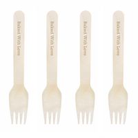 Dress My Cupcake Natural Wood Candy 100-Pack Buffet Forks DIY Kit, Baked with Love, Gold