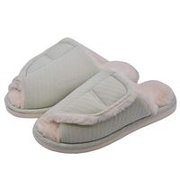 Open Toe Memory Foam Fleece Slippers Anti Skid Rubber Sole Diabetic Slippers Comfy Arthritis Edema House Shoes. Blue