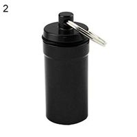 qiguch66 Portable Travel Mini Waterproof Medicine Metal Pill Box Case Stainless Steel Pill Organizer Pill Box Keychain Key Ring Bag Decor Black
