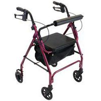 >Rollator Deluxe Burgundy, Folding, Light and Sturdy Rolling Walker • Seat Width: 12"