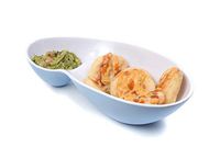 IMPULSE! Organica Melamine Shatterproof Double Bento Bowl, Two connected bowls in Large Blue