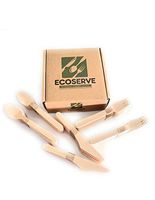 Disposable Biodegradable Compostable Wooden Cutlery- Eco-Friendly 150 PCS, 50 Forks, 50 Spoons, 50 Knives Natural Birchwood