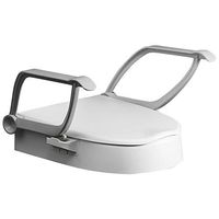 3.9 Inch Raised Toilet Seat with Arms, Elevated Toilet Riser with Removable Padded Handles, for Round Toilets, Easy on and Off, Support 300 Lbs