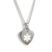 My Identity Doctor Custom Engraved Medical Alert Necklace, 316L Steel - White