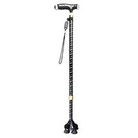 Crutches Rotating Four-Legged Retractable Cane Anti-Skid Auxiliary Crutches Magnetic Therapy Handle Rotating Four-Legged Base Aluminum Alloy Length: 74cm-95cm,Black