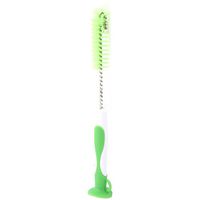 uxcell Plastic Handle Home Kitchen Gadget Suction Cup Bottle Cleaning Brush White Green