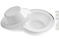 " OCCASIONS" 120 Bowls Pack, Heavyweight Disposable Wedding Party Plastic Plastic Dessert Ice Cream Bowls (6 oz Ice cream bowls, White & Silver Rim)
