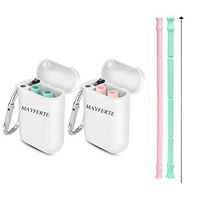 Silicone Reusable Straw, Portable Collapsible Straw, Drinking Straw for Party, Travel (pack 2)