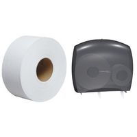 Kimberly-Clark IN-SIGHT JRT Escort unior Jumbo Roll Bath Tissue Dispenser with Stub Roll With 12-Pack Kleenex Cottonelle JRT Jr. Bathroom Tissue Refill Bundle