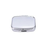 Refaxi Silver Stainless Iron Square Pill Box As Gift with 2 Compartments
