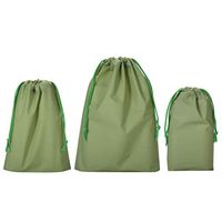 Drawstring Treat Cello Bags Assorted Sizes 6x9 8x10 10x13 for Kids Party Favors Goodies Gift Wrapping, Gym Sports Travel Garments Organizing Storage Bottom Gusset, Pack of 15 by Quotidian (Green)