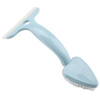 2 in 1 Brush Squeegee Cleaner Plastic Convenient Cleaning Scraper Brush Bathroom Kitchen Wall Window Glass Floor Cleaning Tools(Blue)