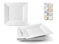 " OCCASIONS" 40 Plates Pack, Heavyweight Disposable Wedding Party Plastic Plates (10.75'' Large Dinner Plate, Square white)