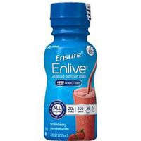 Ensure Enlive Advanced Therapeutic Nutrition Shake, Institutional, Strawberry, 8 oz Bottle PK24