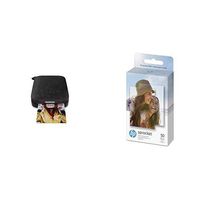 HP Sprocket Portable Photo Printer (2nd Edition) - Instantly print 2x3" sticky-backed photos from your phone - [Noir] [1AS86A] and Sprocket Photo Paper, 50 Sheets