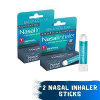 Breathe Clear Nasal Inhaler Stick for Stuffy Nose, Congestion, and Coughing, Menthol Tube Comparable to Vicks VapoInhaler, Fast and Soothing Relief for Sleep, Travel, or Work (2)