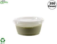 3.25 Ounce Clear Plastic Disposable Portion Cups with Lids 350 Pack by EcoQuality, Jello Shot, Souffle Cups, Condiments, Sampling Cups, Complements (3.25 oz)