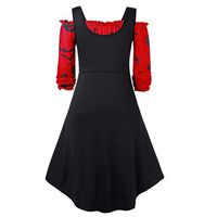 Crazyfashion Women Plus Size Off Shoulder Pumpkin Halloween Vintage Dress Vest Red