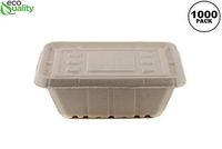 54oz Deep Disposable Rectangle Bowls with Fiber Lids [1000 PACK] - 100% Biodegradable Sugarcane Bagasse Bamboo Fibers Sturdy Compostable Eco Friendly Environmental Paper Alternative Tree Free