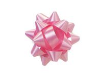 Pack Of 48, Small Solid Paris Pink Star Poly Gift Bows 2-1/2" x 12 Loops Made In Usa