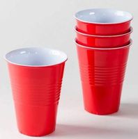 "What Is It?" LARGER SIZE 18 Ounce, Reusable Red Melamine Cups / Glasses, Set of 4