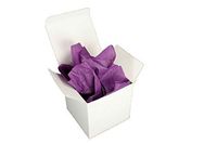Verazui Plum Purple Pack of 100 White Favor Boxes 3x3x3 with Color Tissue Paper Sheets