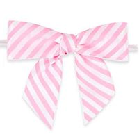 Weststone 50pcs Satin Pink Striped Bows 3 1/2" Span x 2" Tail, Ribbon Width 1", Pre-Tied Bows or Self-Adhesive Bows