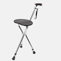 Folding Cane Seat 300 lbs Capacity Stool Adjustable Height Walking Stick for Elder Parents Gift (Brown)