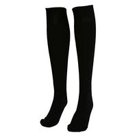 Lightclub Unisex Football Plain Long Sock Sport Knee High Large Hockey Soccer Rugby Stocks (Black)