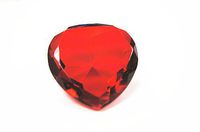 60mm Crystal Glass Diamond (Heart) Shaped Paperweight Amber (Ruby)