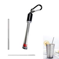 Metal Straws Drinking Straws, Stainless Steel Straws Reusable -Telescopic Ultra Long Rainbow Color Straw with Cleaning Brush for Travel,Household, Outdoor, Party (Silver)