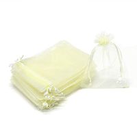 Dealglad 50pcs Drawstring Organza Jewelry Candy Pouch Christmas Wedding Party Favor Gift Bags (3x4", Beige)